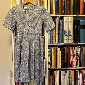 Laura Ashley Blue and White Midi Dress